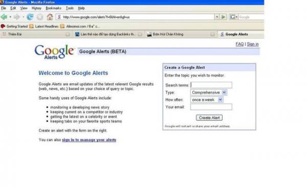 Sử dụng Google Alerts để SEO backlink và cách quảng bá web